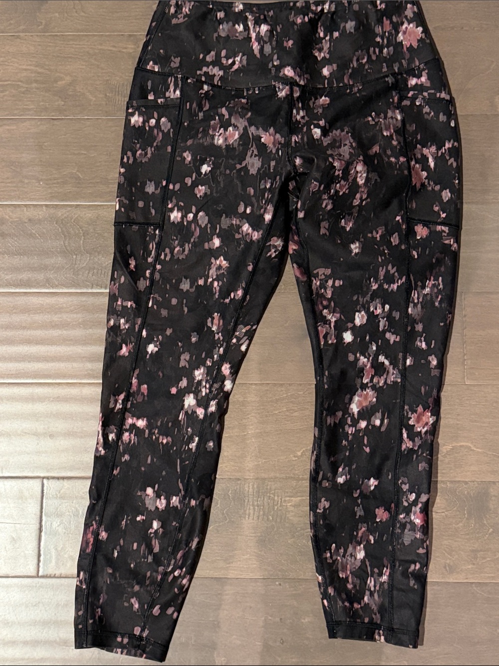 RBX Black Leggings with Pink Floral Print